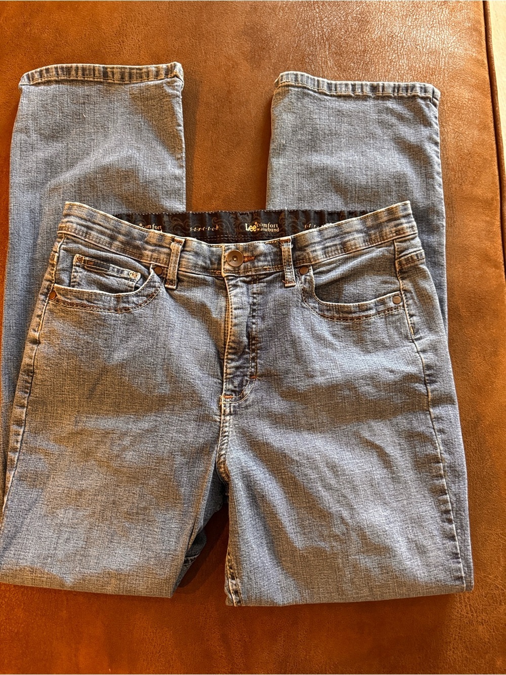 Lee Comfort Waistband Stretch Women’s Light Blue Straight Leg Jeans 14 S